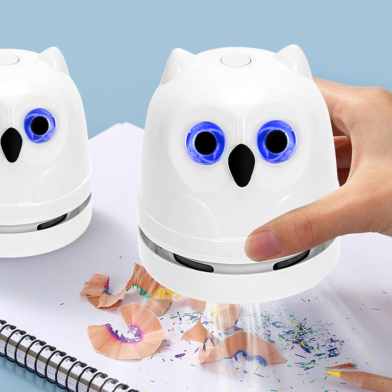 Mini Desktop Vacuum Cleaner Cute Owl Mini Vacuum Cleaner Desk Vacuum Sweeper for Tabletop Cleaning Eraser Waste, Crumbs, Hair, Paper Scraps Computer Piano Keyboard Car Vacuum