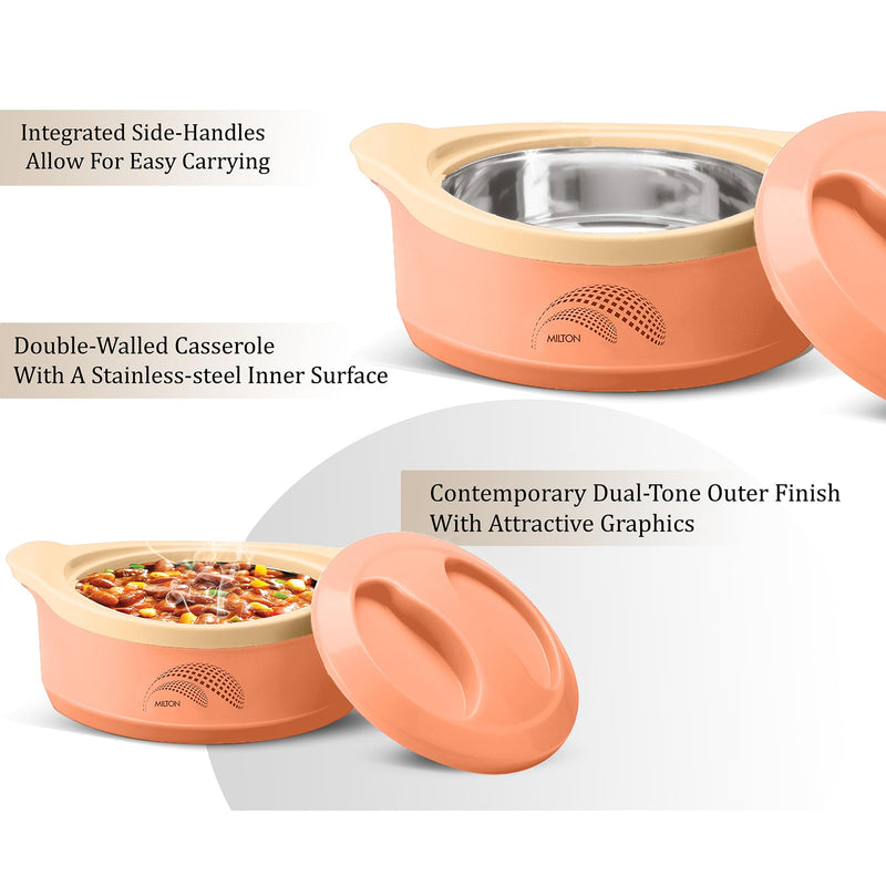 MILTON New Marvel 2500 Inner Steel Casserole, 2360 ml, Orange Peach