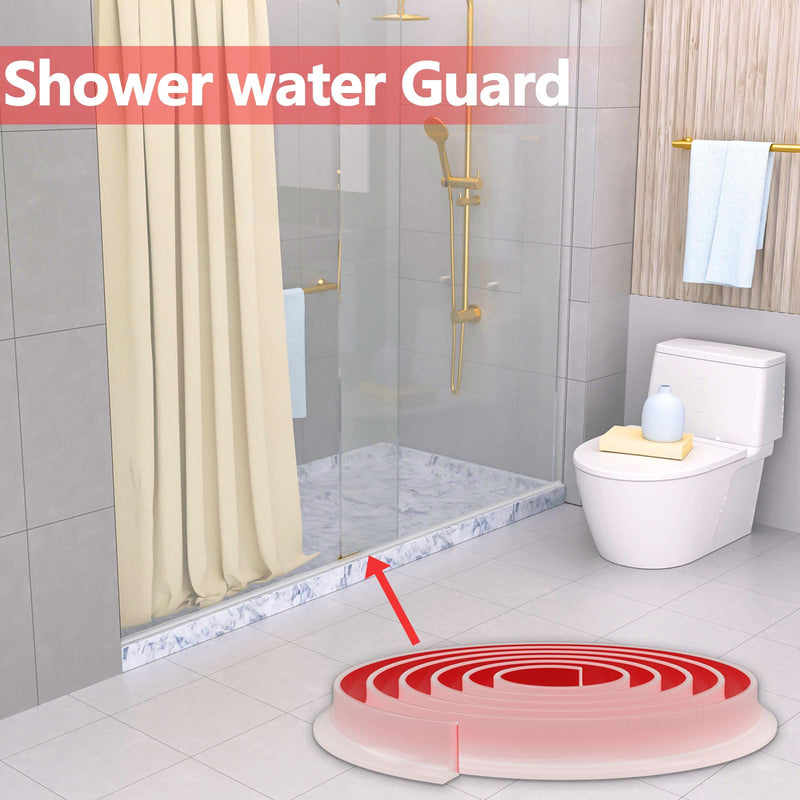 New Collapsible Shower Threshold Water Dam, Self Adhesive Silicone Waterproof Barrier Bathroom and Kitchen Water Strip Dam Shower Guard for Dry and Wet Separation Caulk Seal Strip Edge Trim(TM) 98Inch Transparent