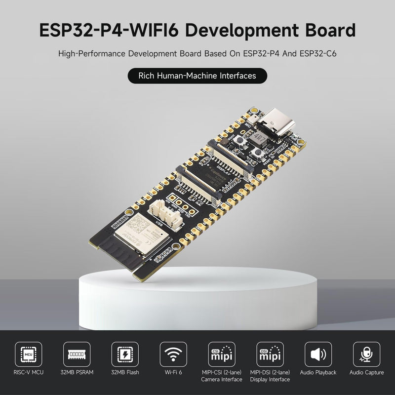 Waveshare ESP32-P4-WIFI6 High-Performance Development Board, Based On ESP32-P4 and ESP32-C6, Supports Wi-Fi 6 and Bluetooth 5/BLE, Board Only