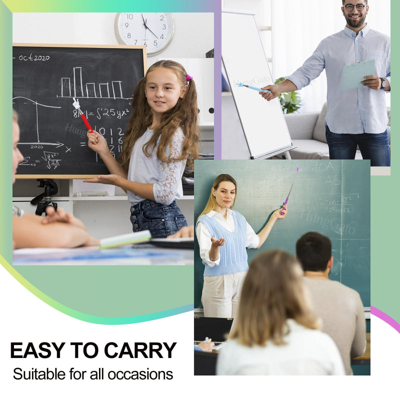 2 Pcs Telescopic Teacher Pointer Stick, Retractable Finger Pointer for Classroom Teaching, Extendable Pointer for Kindergarten and Elementary Teachers, Classroom Supplies (Purple) Purple