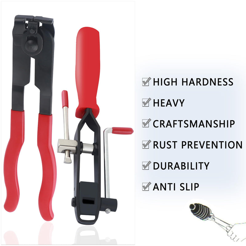 2PCS CV Boot Clamp Pliers,Heavy Duty CV Joint Banding Tool Ear Clamp Pliers with Anti Slip Handle,Universal Automotive Tools Adjustable CV Boot Tool for Car UTV ATV