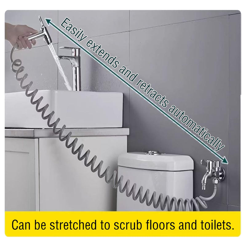 Handheld Bidet Sprayer Toilet Bathroom with Spring Hose Wall BracketSet, Closestool, Squatting Pan, Water Flower, Floor Cleaning Cloth Diaper for Bathroom Hygiene