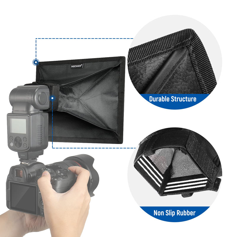 NEEWER Flash Diffuser Light Softbox 9" x 7", Universal, Collapsible with Storage Pouch Compatible with Canon Nikon Sony Godox Yongnuo NEEWER speedlight 9x7 inches