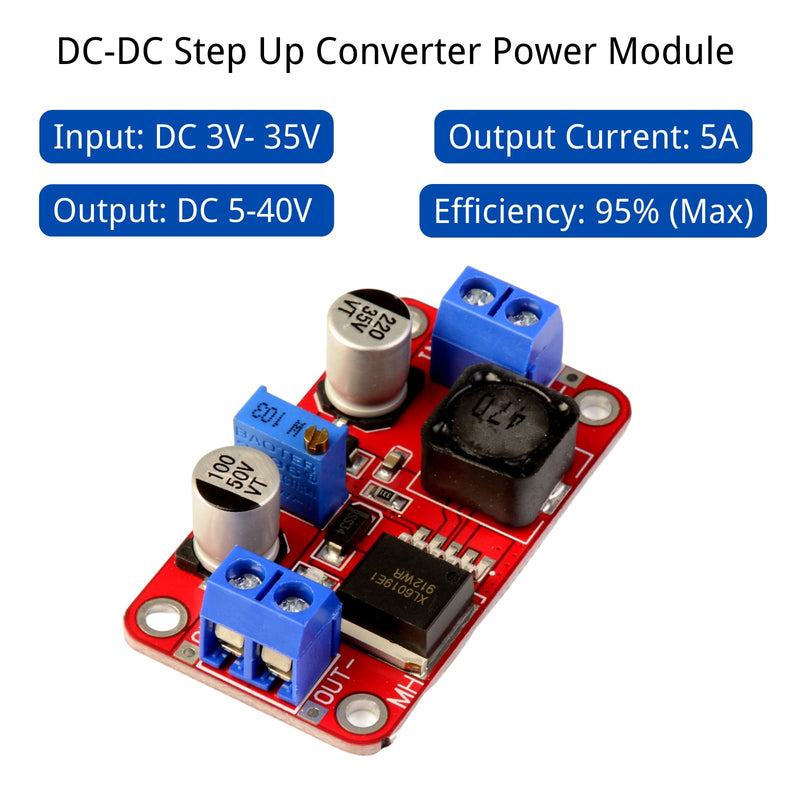LAOMAO DC-DC Step Up Converter DC 3V-35V to 5V-40V Adjustable Output Voltage Boost Converter Power Supply Adapter Power Adapter Module (3 Pack)