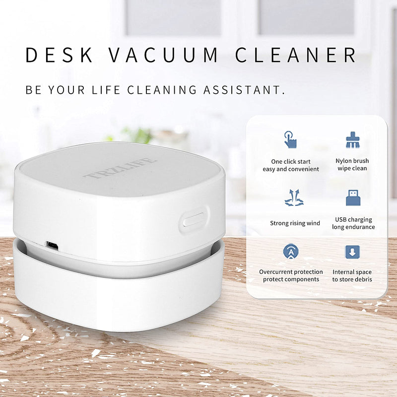 TRZLIFE Desk Vacuum, Upgraded Version of Mini Desk Vacuum Cleaner More Durable Desk Accessory Sucks Tiny Items and Crumbs on Desktop Drawer Countertop Ideal Tech White Elephant Gift Pink