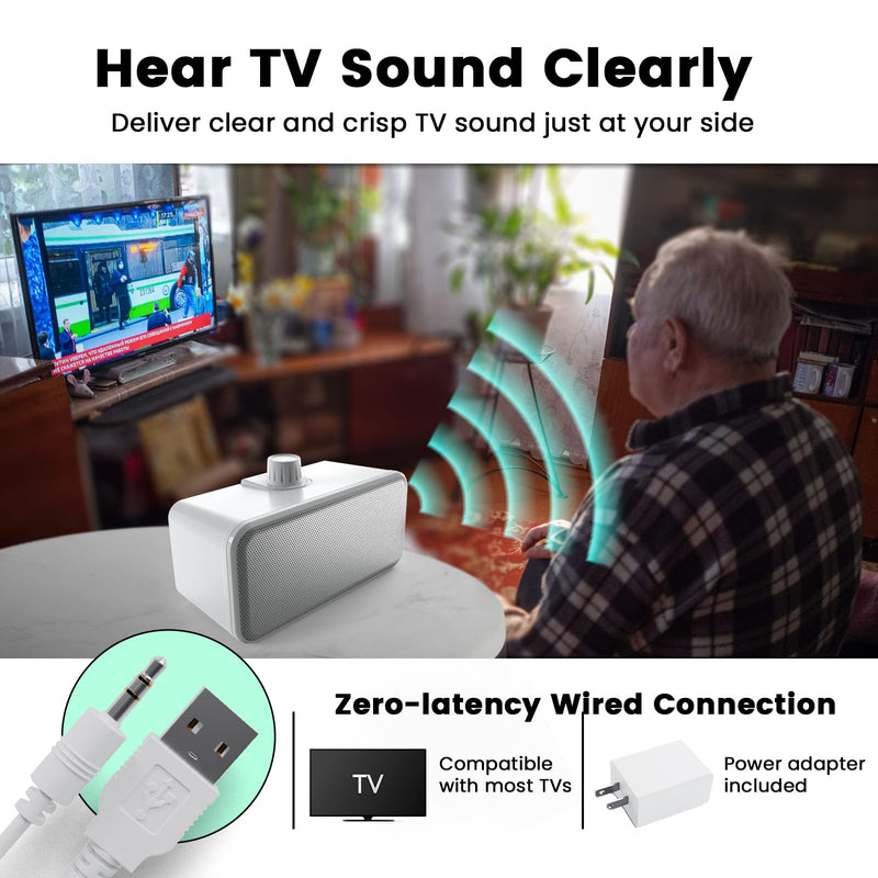 ANSTEN Wired Speakers for TV No Delay, Clear Voice TV Speakers Wired with 5M Long Cord, Personal Speaker with Headphone Jack, Easy Operation, TV Speakers for Hard of Hearing and Seniors