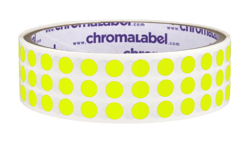 ChromaLabel 0.25 Inch Round Label Permanent Color Code Dot Stickers, 1000 Labels per Roll, Fluorescent Yellow