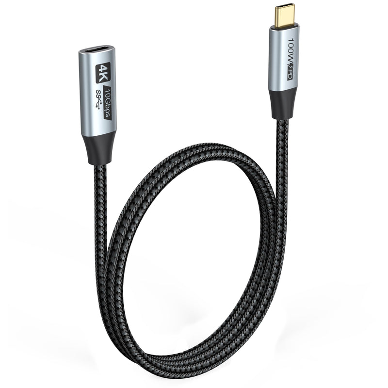 USB C Extension Cable 6FT 5-Pack,USBC Extender Cord USB 3.2(10Gbps) Male to Female Extension Cable 4K@60Hz Video Output,100W Charging for MacBook Pro/Air, Switch, Laptop and Mobile Phone-Grey Grey