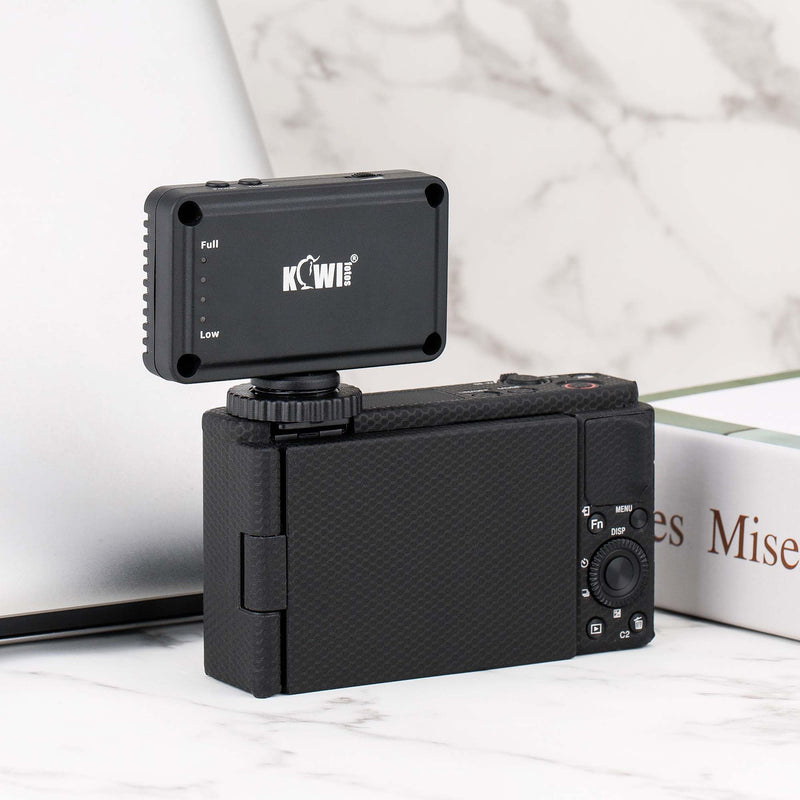 Kiwifotos Mini LED Video Light for Sony ZV-1F ZV1F ZV-1 II ZV1 ZV-E10 II ZVE10 Canon PowerShot V1 EOS R50 V & More Cameras, Flash Attachment Accessories for Vlog Shooting Record, Portable Rechargeable Black