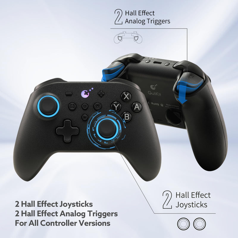GuliKit KK3 PRO Controller Kingkong 3 Pro Switch Controller (No Drift) for Switch/PC/Android/MacOS/IOS Hall Joysticks and Triggers, Maglev/Rotor/HD Vibration (Black) KK3 PRO (Black)
