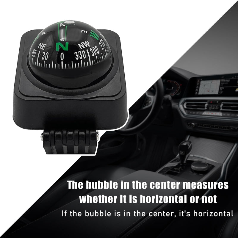 Car Compass, Automotive Compass Ball with Adhesive Tape, Adjustable Dashboard Compass to Find Direction, Portable Navigation Guide Ball Car Accessories for Boat Truck