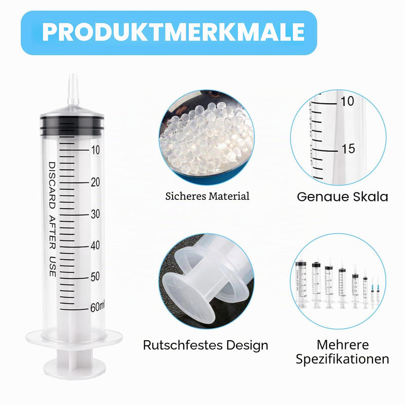 Pack of 10 syringes 1 ml 3 ml 5 ml 10 ml 20 ml 30 ml 60 ml with hose | Liquid syringe for hobby and DIY enthusiasts, individually sealed packaging