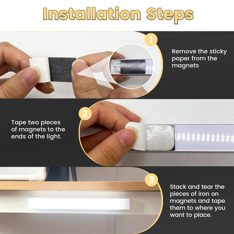 5 Pack Motion Sensor Under Cabinet Lights with Magnetic, LED Rechargeable 8 Inch Under Counter Closet Lights for Wardrobe Cupboard Kitchen White