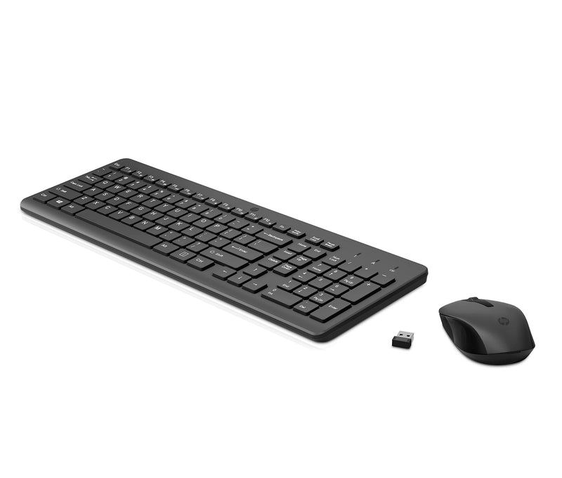 HP 330 Wireless Keyboard and Mouse Combo - 2.4 Ghz Wireless USB Receiver - Chiclet Keys, 12 Keyboard Shortcuts - 1600 DPI Multi-Surface Mouse - LED Num Lock, Caps Lock, Scroll Lock (2V9E6AA)