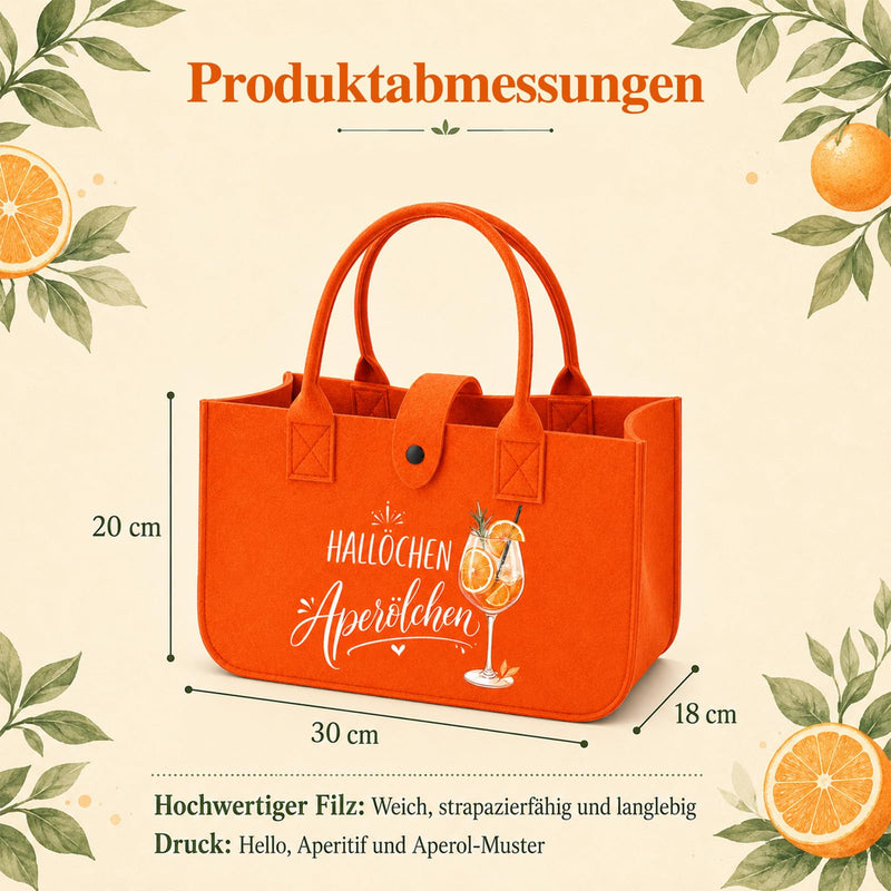 Orange Aperol Spray Felt Bag Gift for Women Cocktail Party | Aperol Felt Gift Bag, Handbag Gifts for Women Picnic Beach Garden Party Aperol Accessories 30 x 20 x 18 cm
