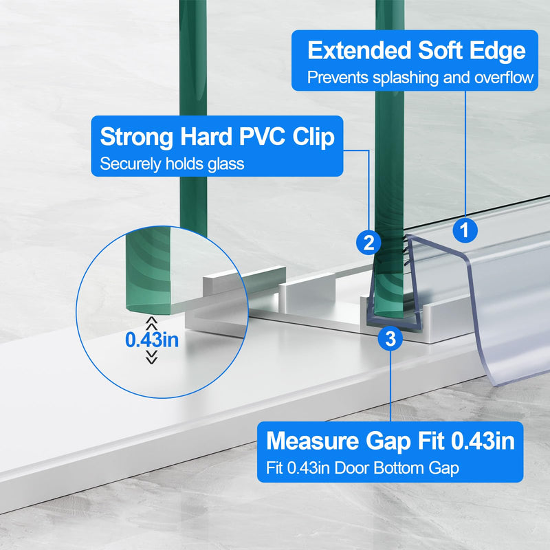 Yecaye 3 Pack Sliding Shower Door Bottom Seal, 3/8" x 39" Sliding Frameless Glass Shower Door Seal Strip, Block Leaks and Create a Water Barrier SlidingDoor Bottom-3/8"x39"