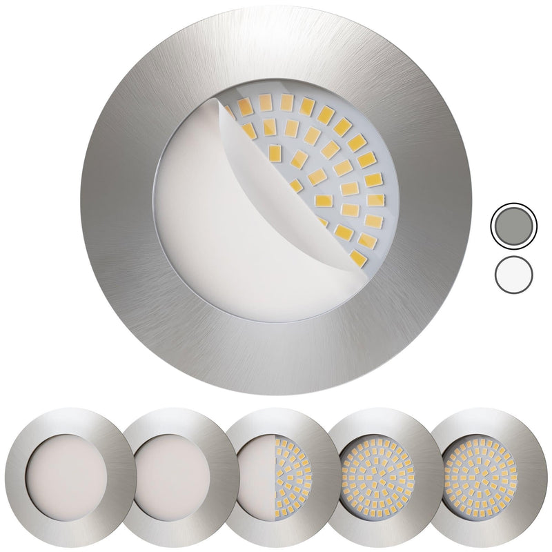 Scandinavian home set of 6 LED recessed spotlights 230V 4.5W warm white 60mm - 70mm I suitable for bathrooms I CRI 90 500lm 3000K 68mm I stainless steel design with frosted glass I LED spot recessed ceiling light I flat [ceiling] NN series 6x