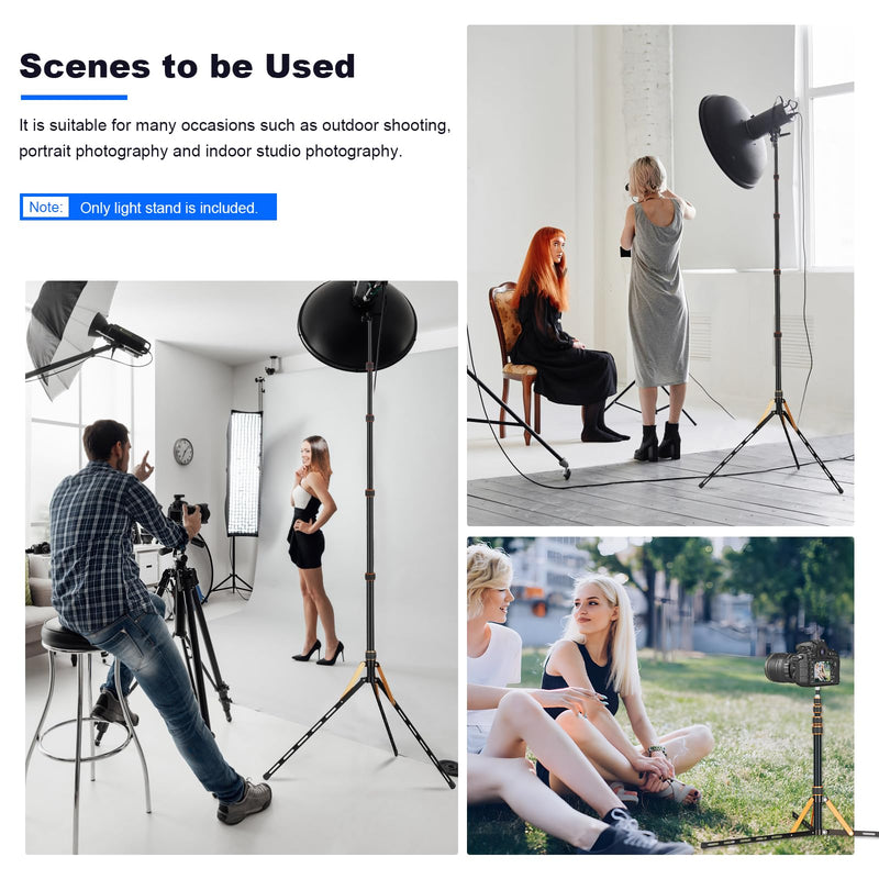 Carbon Fiber Extendable Travel Light Stand 7.2ft / 2.2m Sturdy Light Weight Portable Tripod Light Stand with Carry Bag for Photography Studio Outdoor Shooting Speedlight Flash Reflector Ring Light Carbon Fiber