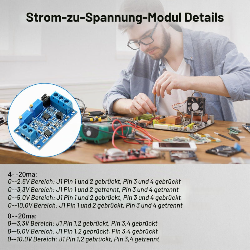 Current to Voltage Module AYWHP 2 Pieces Current Voltage Converter Module 0/4-20mA to 0-3.3V 5V 10V Current Transformer Signal Conversion Board