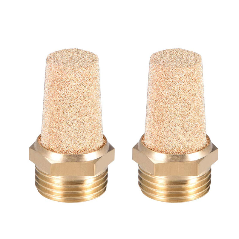 sourcing map 2pcs brass silencer G1/2 adjustable silencer made of G brass