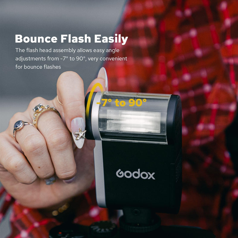 Godox iA32 Camera Flash, Angle Adjustable Flash, GN15 with 8 Levels Flash Power, CCT 6200K±200K Flash for Canon/Sony/Fujifilm/Nikon/Panasonic/Olympus, for Cameras with Single-Contact Hotshoe