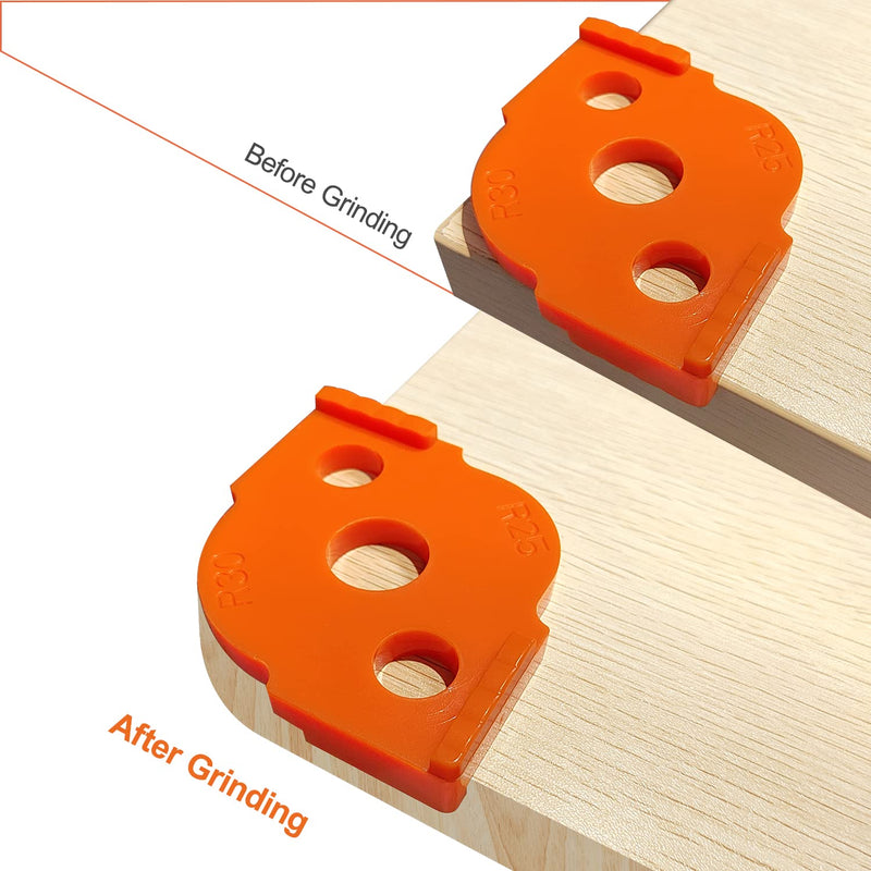 Pack of 4 milling templates for router, radius jig router templates, for hand edge trimmer, engraving machine, woodworking tool (R5 R10 R15 R20 R25 R30 R35 R40) orange
