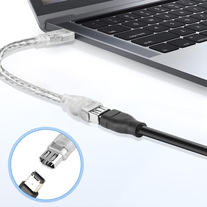 Herfair Firewire to USB Adapter 6-Pin IEEE 1394 Female to USB 2.0 Male Converter Cord Firewire 400 1394-a to USB Connector Cable for Connecting 6Pin Firewire Devices to USB Host (Transparent Shell)