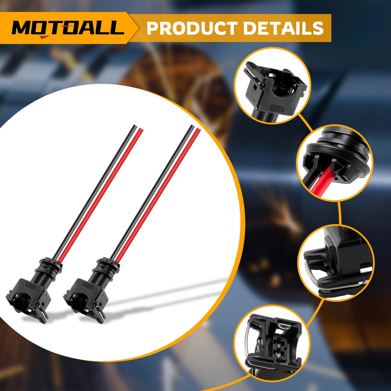 MOTOALL Fuel Injector Connector EV1 OBD1 Plug Wire Harness Pigtail Wiring Loom Clip Cut & Splice 2-Wire Female - 8pcs