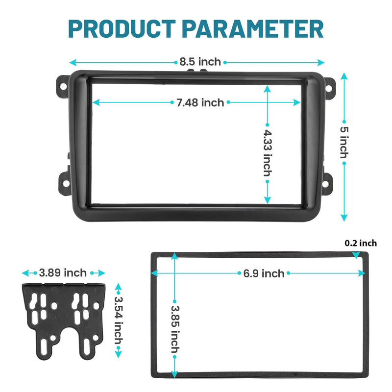Double DIN Radio Dash Kits for Volkswagen Jetta/GLI/Passat/CC/Tiguan/Scirocco 2006-2018, Double Din Radio Mount Housing Bracket Installation Trim Bezel Kit Installation Aftermarket Stereo