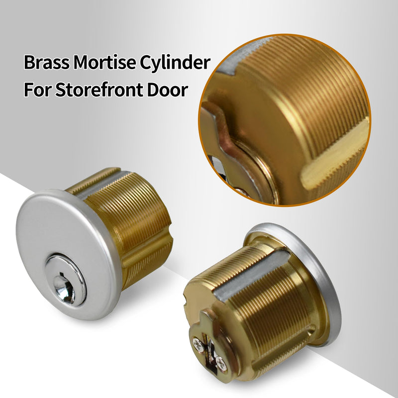 Commercial Mortise Door Lock with Double Cylinder, 1-1/8" Backset Storefront Door Hook Bolt Lock, Solid Brass Cylinder, Direct Replacement for Aluminum Narrow Stile Doors (Silver) Silver 1-1/8"Hook Deadbolt,Double Cylinder