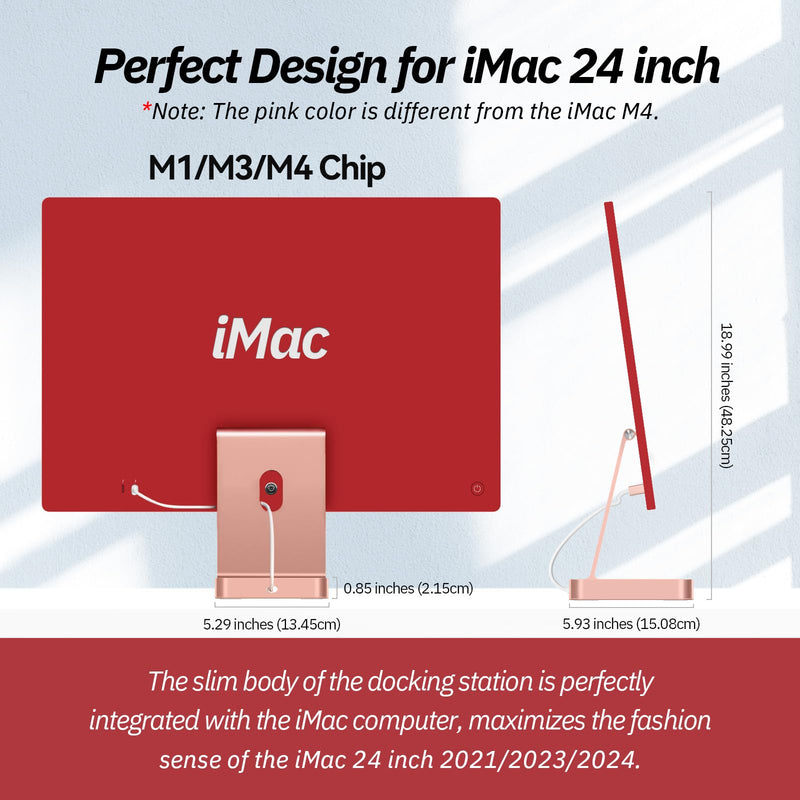 USB C Hub for iMac 24 inch 2021/2023/2024, Minisopuru iMac Hub Support M.2 NVMe SSD, iMac Accessories for iMac M1/M3/M4, iMac Adapter with USB A/C 10Gbps, SD/TF, M.2 SSD (Not Included), Pink.