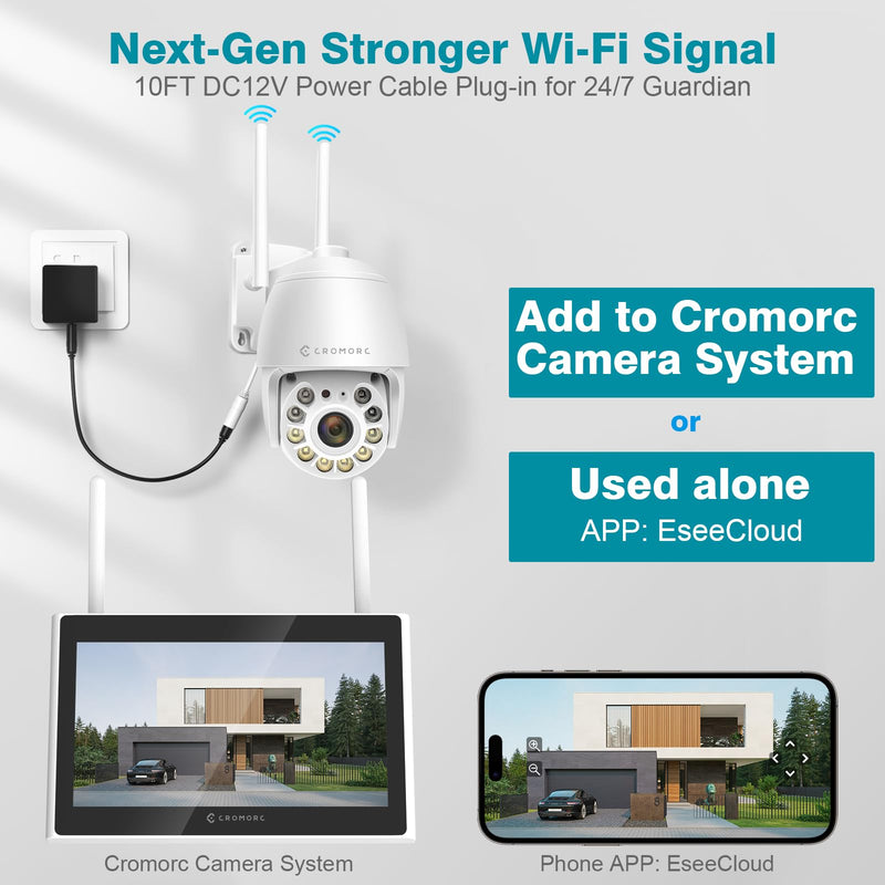 360° View Pan/Tilt/Digital Zoom 5MP WiFi Security Camera Outdoor, Motion Detection, Humanoid Tracking, Floodlight&Siren Alarm, Color Night Vision, PC&Mobile Remote View, Two-Way Audio PTZ Digital Zoom