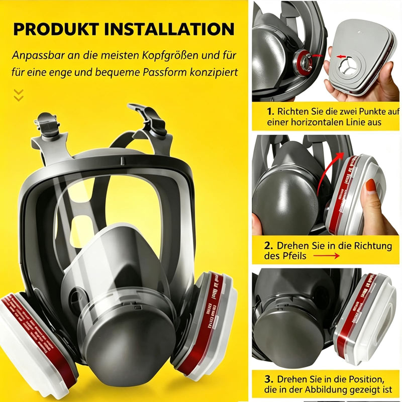 Full Face Respirator Mask with 40mm Activated Carbon Filter 6001CN Filters for Gas, Dust, Spray Paint and Chemicals Mask+6001+20Filters