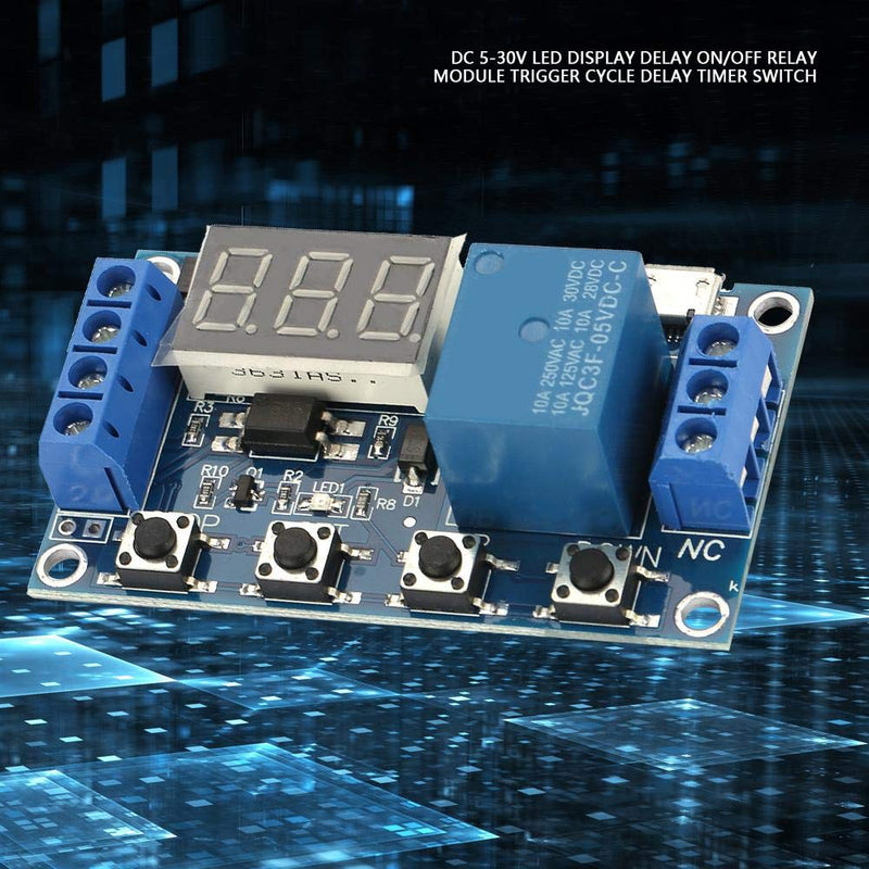 DC 5-30V LED Display Delay On/Off Relay Module Trigger Cycle Delay Timer Switch Supports Micro USB 5.0V Power Supply
