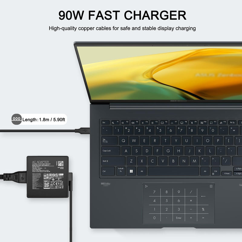 90W USB-C Charger adp-90rb e for Asus Vivobook S 14 14X 16X OLED k3502z k3402x tp3402z m3502r s5402s s5602z m5602s Asus Zenbook 14X ux3404V ux5400z q410v q420v a21-090p2a adapter