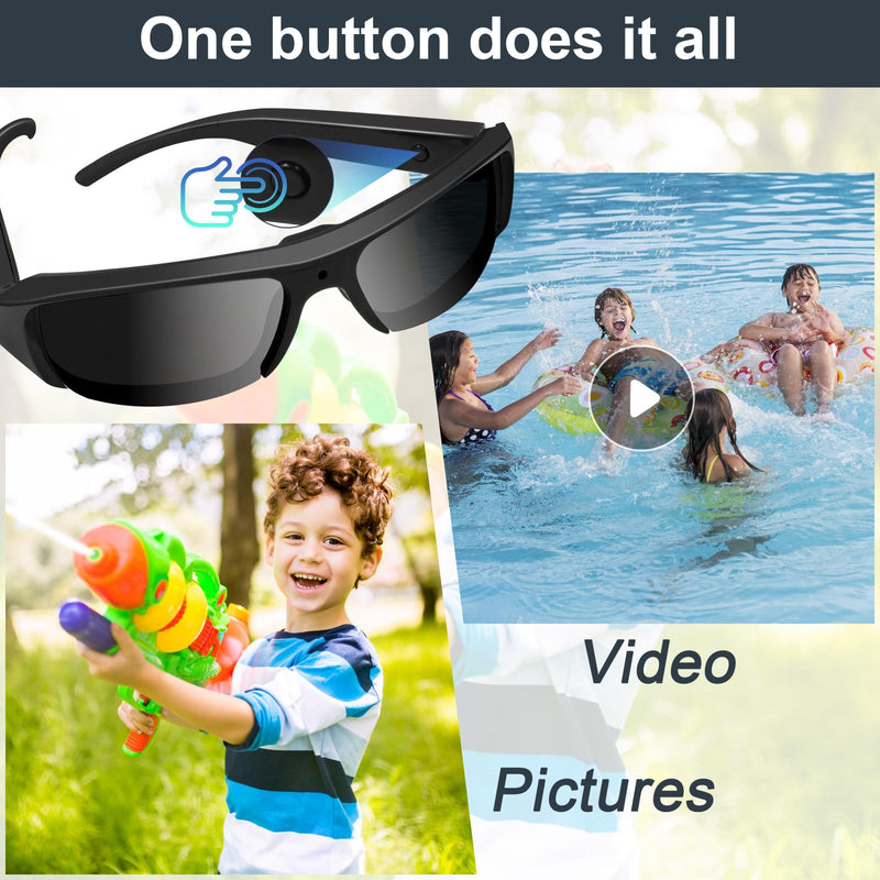 Sport Camera Sunglasses,Smart Glasses Camera for Men, HD 1080p Video Cameras UV Protective Polarized Lenses for Outdoor Activities Cycling, Traveling, Driving(Include 16G Memory Card)