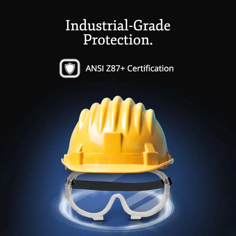Aqulius Safety Goggles - Direct-Vented & Comfort Fit Goggles for Work - Anti-Fog Bulk Safety Glasses - Protective Eyewear for Dust - Pack of 10, Unisex Adult