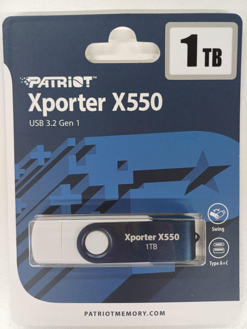 Patriot Memory XPORTER X550 1TB USB 3.2 Gen 1 Type-A+C Flash Drive - Thumb Drive - Pen Drive - PS1TX550AAD Capacity: 1TB