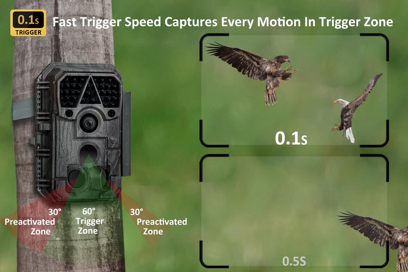 P70 Trail Camera, 64MP 1296p, No-Glow IR Night Vision, Motion Activated, Waterproof, Game Camera P70 Camo