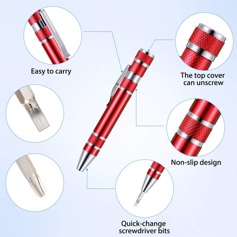 Mudder Pen Screwdriver Christmas Gifts Multitool Handy Tool 8 in 1 Magnetic Pocket Screwdriver Precision Function for Mini Gadgets(4 Pieces) 4