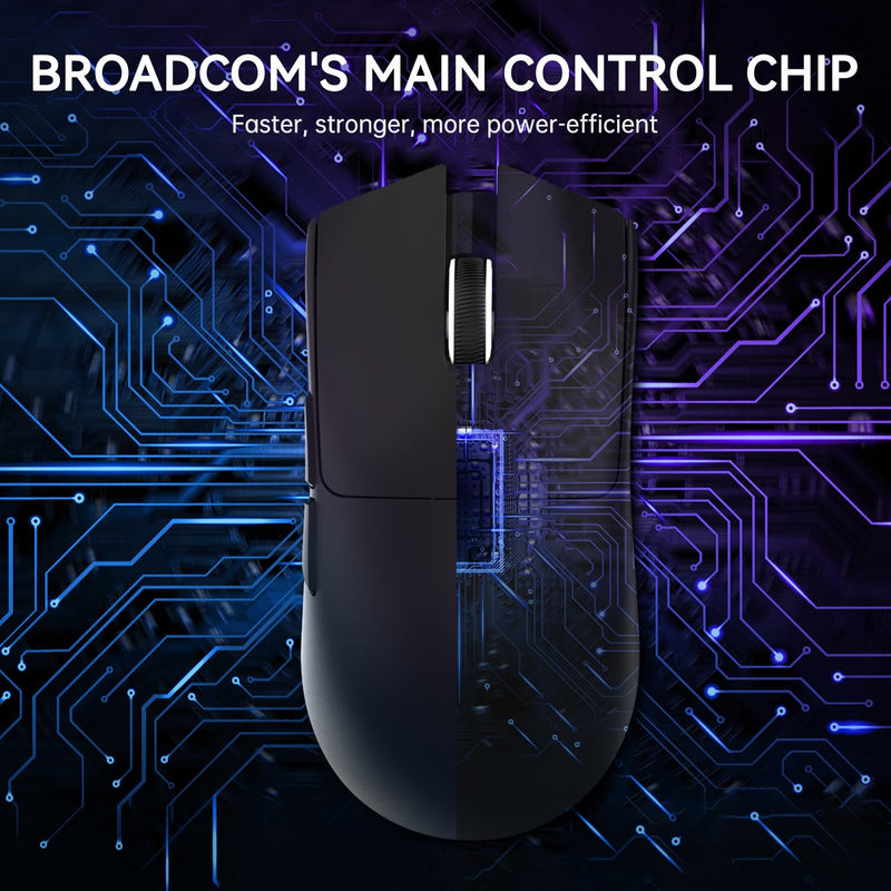 ATTACK SHARK X11 Lightweight Wireless Gaming Mouse with RGB Charging Dock,Tri-Mode-2.4G/USB-C Wired/BT,Up to 22K DPI,PAW3311 Optical Sensor,HUYU Switch, 5 programmable Buttons for PC/Mac(Black) Black