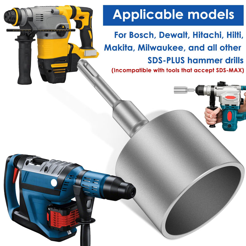 SDS Plus T-Post Ground Rod Driver, 30/45/65mm Forged Steel Drill Bit Driver, Heavy Duty Hammer Drill Rod Converter, Save Time Ground Rod Driver Tool for Rotary Hammer Drill Ground Rods (2.56inch) 2.56inch