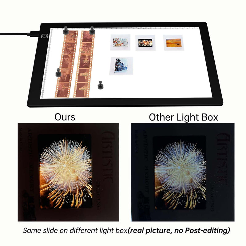 Magnetic Slide Viewer Light 5600K 12”x8” Ultra-Thin Adjustable Brightness Backlight for Slides and 35mm Film Negative Scanning 12"x 8"Magnetic Version
