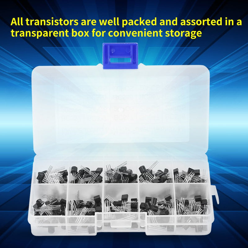 200 Pieces BC Transistors To-92 Silicon Npn Pnp Power Transistor Assortment Kit Set 10 Values (bc327 Bc337 Bc517 Bc547 Bc548 Bc549 Bc550 Bc556 Bc557 Bc558) With Plastic Storage Box