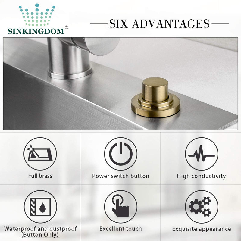 SinkTop Air Switch Kit (Long Full Brass Button) for Disposal, Dual Outlet, (Champagne Bronze) Champagne Bronze