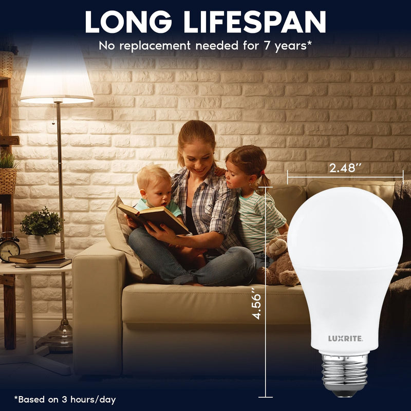 LUXRITE A19 LED Light Bulb 100 Watt Equivalent, 3500K Natural White, 1500LM, Non-Dimmable, Standard LED Light Bulbs, 12.5W, E26 Base, Enclosed Fixture Rated, Damp Rated, ETL Listed (16 Pack) 16 Count (Pack of 1) 3500k (Natural White)