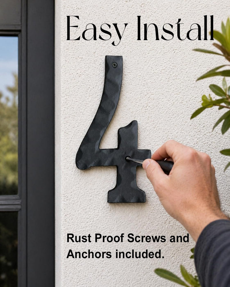 NACH House Numbers for Outside, 8 inch Black Address Numbers for House - Number 1 - Rustic Numbers for Outside with Mounting Hardware