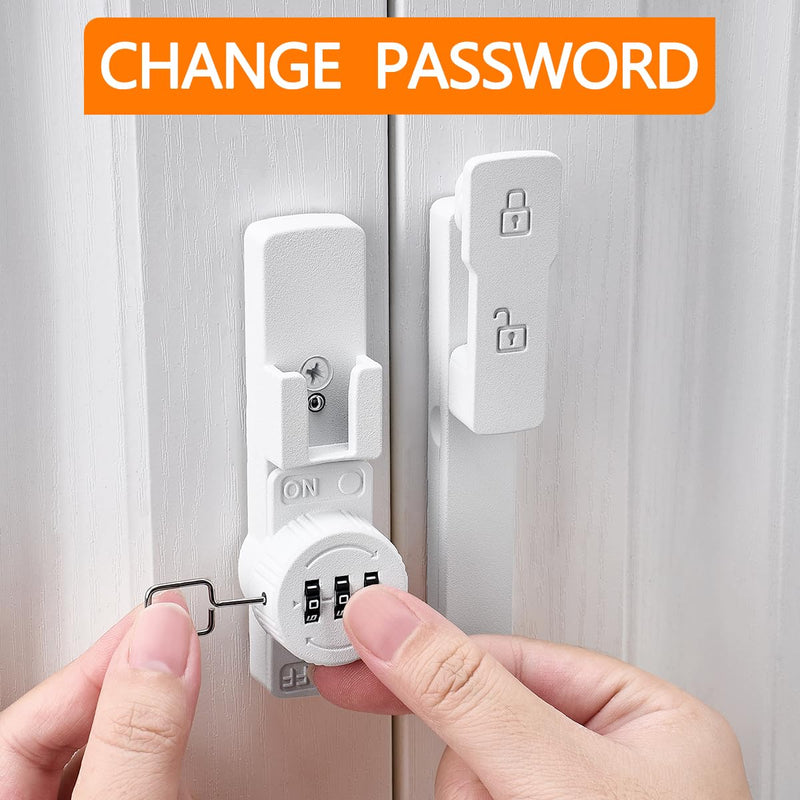 INIRET 2 Packs Matte White 180 Degree Barn Door Lock,Mechanical Password Lock,3 Digit Password Keyless,Flip Latch with Combination,Protect Privacy,for Barn Door,Cabinets,Windows,Garden,Bathroom 180 Degree_Matte White
