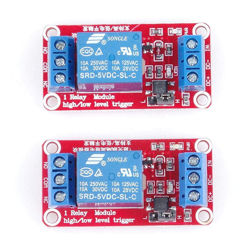 Hailege 2pcs 5V One Channel Relay Module Relay Switch With OPTO Isolation High Low Level Trigger